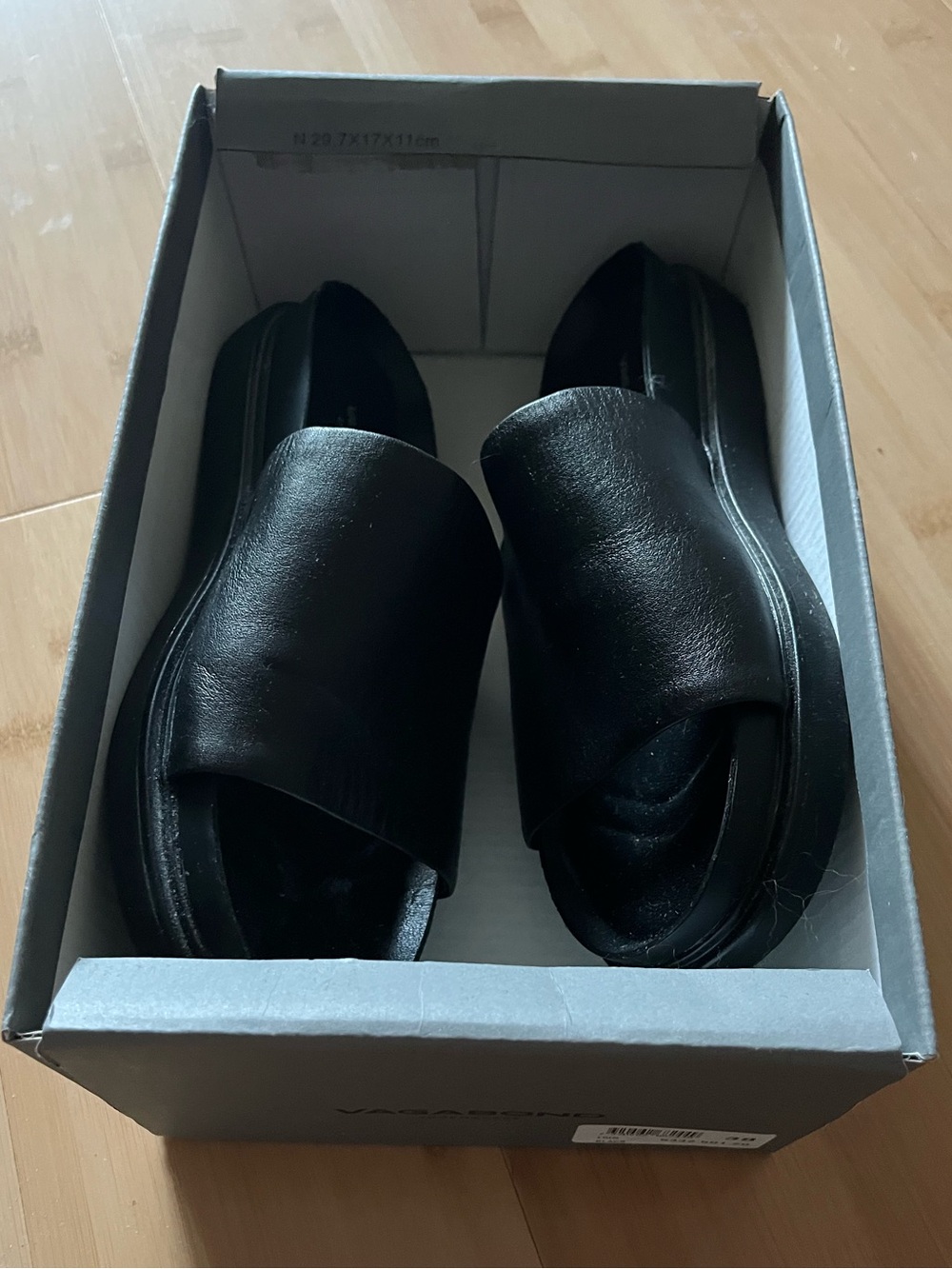 Erin Vagabond Black Leather Slide Sandals EU 38